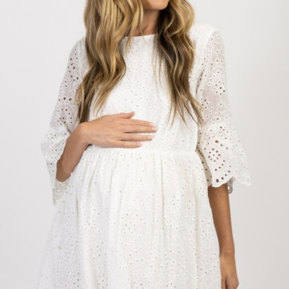 Pinkblush white scalloped maternity dress - Picture 3 of 9